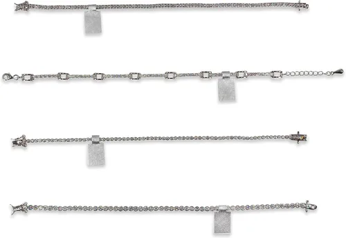 Vista 4 de Etiquetas de reparación de joyas, precio e identificación Rectángulo plateado 500pcs Tyvek autoadhesivo para anillos, pulseras, collares, colgantes