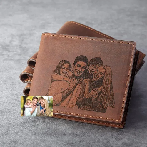 Vista 8 de RUGGEDGIFTS - Cartera de piel personalizada con foto de mascotas, billetera de piel auténtica, billetera plegable con foto grabada de perro y gato