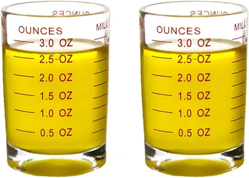 Vista 7 de Taza medidora de vidrio de chupito, 3 onzas/3.0 fl oz, taza de vidrio de café expreso pesado líquido, 2 piezas (negro 3.0 fl oz, 2 unidades)