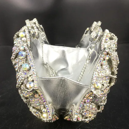 Vista 8 de Boutique De FGG Bolsas de noche de cristal de flores deslumbrantes para mujer formal boda fiesta cóctel bolso de mano
