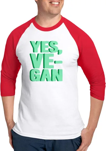 Vista 5 de CafePress Plant Based Diet Vegetarian Vegani Baseball Jersey Men's Cotton Baseball Jersey, 3/4 Raglan Sleeve Shirt