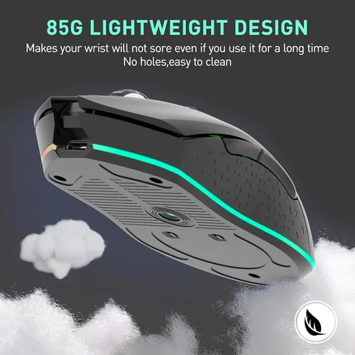 Vista 7 de DAREU EM901X - Mouse inalámbrico para juegos con base de carga RGB recargable, 12K DPI, 6 botones programables, sensor de alta precisión [300IPS]