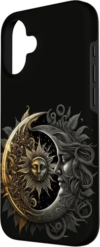 Vista 2 de Moon And Sun Celestial Yin And Yang Leaves Case for iPhone 16