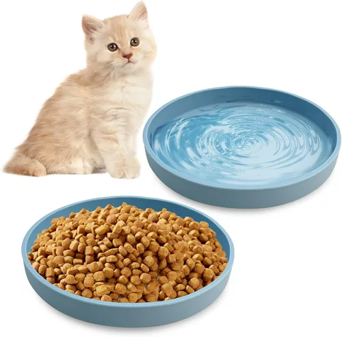 Vista 35 de Tazón de silicona poco profundo para perros, tazones de comida para gatos de 7 pulgadas, platos planos para cachorros, lindos platos para fatiga
