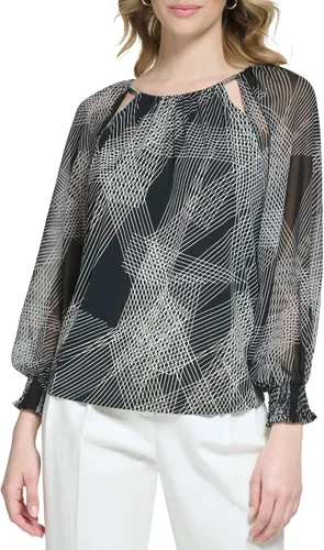 Vista 5 de Calvin Klein Women's Printed Long Sleeve Blouse