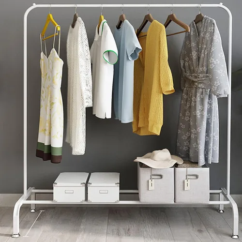 Vista 7 de Perchero de ropa de tubería industrial con ruedas con frenos, resistente soporte de metal resistente para ropa (A)
