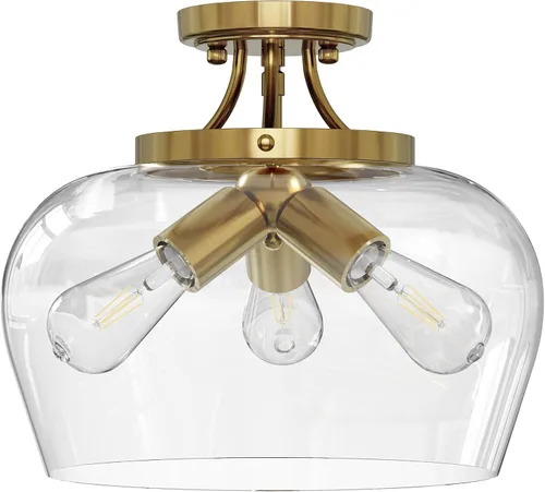 Vista 10 de VONLUCE Lámpara de techo semiempotrada, lámpara de techo de 13.8 pulgadas con pantalla de vidrio transparente, base E26, accesorio de iluminación