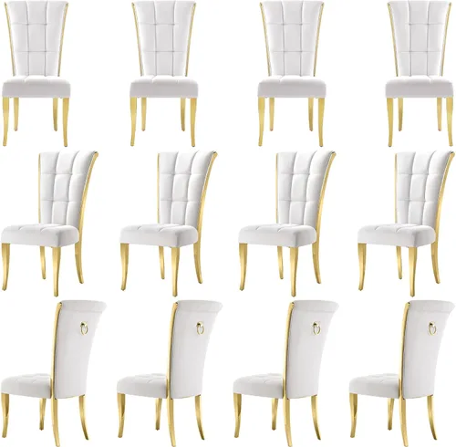 Vista 22 de ACEDÉCOR Sillas de comedor modernas de terciopelo negro y dorado, juego