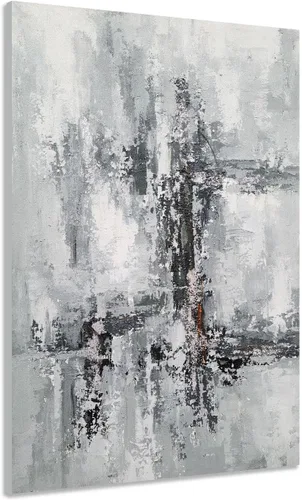 Vista 14 de Yihui Arts Arte abstracto de la pared del lienzo - Arte contemporáneo texturizado pintado a mano para la decoración moderna del hogar