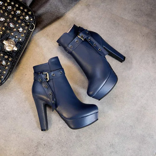 Vista 53 de Scaoruki Zapatos de otoño de moda para mujer, botines de tacón de bloque