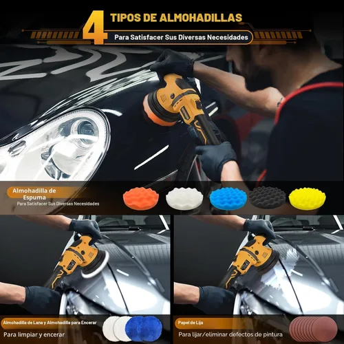 Vista 7 de VERVEWAVE Kit de pulidor inalámbrico para batería Dewalt de 20 V (sin batería), pulidor orbital de coche de 6 pulgadas, velocidad variable de 1800 a