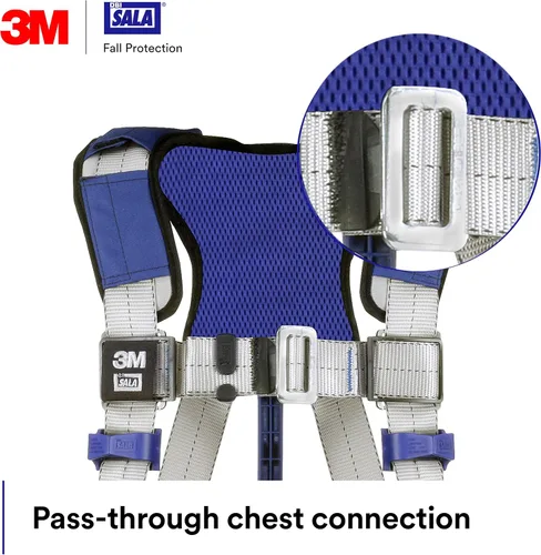 Vista 5 de 3M DBI-SALA Exofit X100 Arnés de seguridad de posicionamiento cómodo con distribución de peso, OSHA, ANSI, 2 conexiones de anillo en D, hebilla