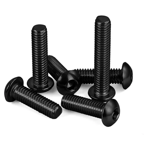 Vista 6 de Tornillos de cabeza de botón de 5/16-18 x 1/2", 20 unidades Allen Socket Drive, óxido negro, acero de aleación de grado 10.9, totalmente roscado