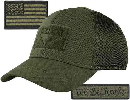 Vista 2 de Paquete de gorras tácticas ajustadas de malla Condor - We The People & USA - Elige la talla Negro
