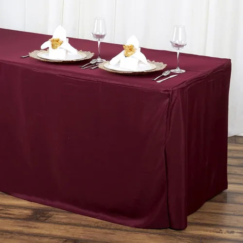 Vista 4 de BalsaCircle Mantel de poliéster ajustado negro de 6 pies para bodas, fiestas, eventos, mantelería