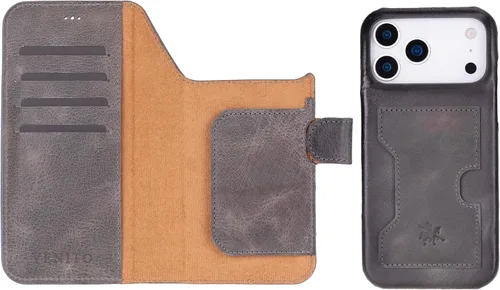 Vista 205 de Venito Florence - Funda de piel compatible con Samsung Galaxy S9, extra segura con bloqueo RFID, cartera desmontable para teléfono (gris decolorado)