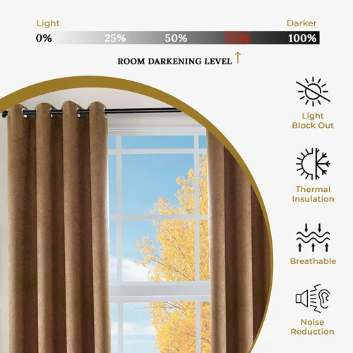 Vista 3 de BLUENILEMILLS Room Darkening Blackout Curtain Panels with 8 Grommets, Perfect Drapes for Kitchen, Bedroom, or Living Room Windows, Rustic Textured