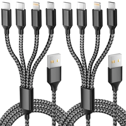 Vista 14 de MPATIBY - Cable de carga múltiple, doble tipo C Cable de carga de nailon trenzado 3 en 1 con puertos IP/tipo C para teléfonos