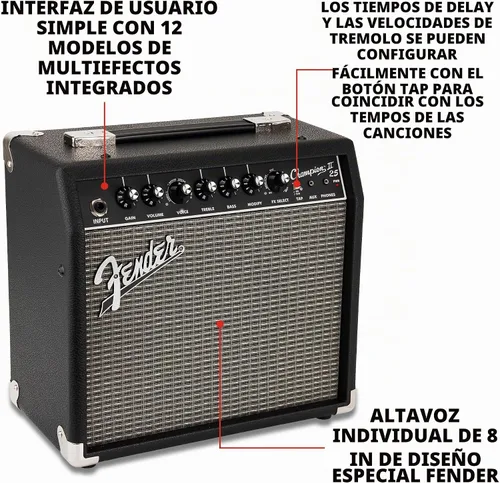 Vista 2 de Fender Champion II - Amplificador combinado de guitarra eléctrica de 25 W Negro