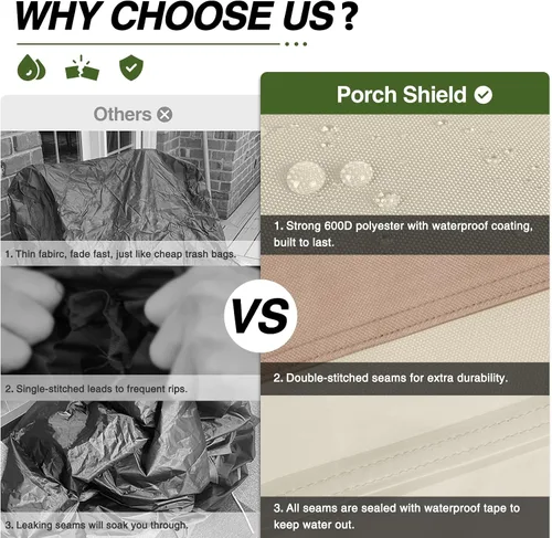 Vista 3 de Porch Shield Fundas para Sillas de Patio - Funda Impermeable para Silla de Salón Exterior de Asiento Profundo para Césped - 28 pulgadas de ancho x