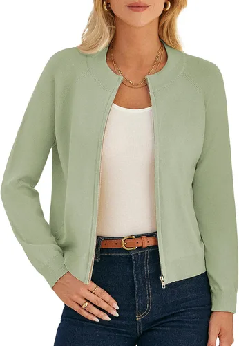 Vista 12 de GRACE KARIN Cárdigan de manga larga con cremallera para mujer, suéter ligero, ropa de moda de punto Negro