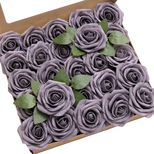 Vista 57 de Ling's Moment - Rosas artificiales de espuma, color negro, de aspecto realista con tallo, para bricolaje, decoración de Halloween, ramos de boda