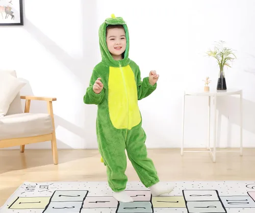 Vista 2 de TONWHAR - Mameluco con capucha fantástico disfraz infantil de varios animales como tigre o dinosaurio