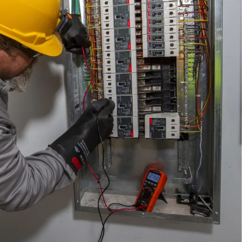 Vista 9 de Klein Tools ET270 Multímetro digital de rango automático, CA/CC, resistencia, continuidad, probador de receptáculo GFCI con cables de prueba y cable