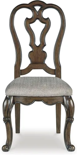 Vista 9 de Signature Design by Ashley Maylee Classic - Silla de comedor tapizada sin brazos, juego de 2, color marrón oscuro