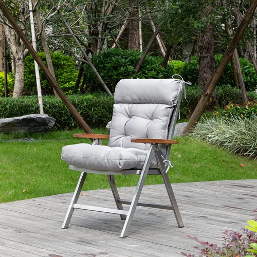 Vista 4 de ARTPLAN Cojín para Silla de Exterior Adirondack, Cojín de Patio para Todo Clima, Almohada Acolchada de Mimbre para Muebles de Patio, Gris