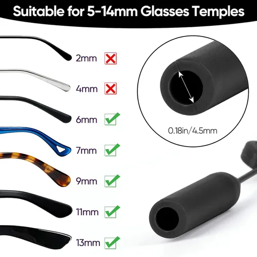 Vista 3 de Correa ajustable para anteojos sin cola, correa antideslizante para lentes de sol, con cable de alambre de acero, correas para gafas (3 piezas)