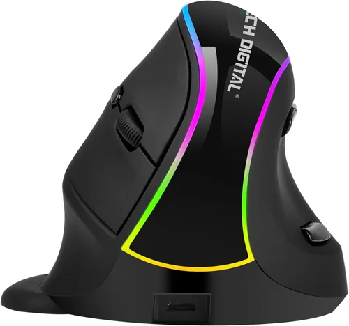 Vista 9 de J-Tech Digital Ratón USB Vertical Ergonómico con Cable con Sensibilidad Ajustable (600/1000/1600 DPI), Resistencia de Desplazamiento, Reposamuñecas
