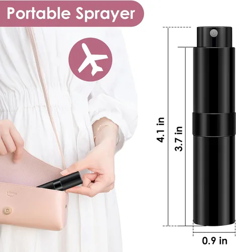 Vista 2 de Saiveina Botellas atomizadoras de perfume de viaje de 0.3 fl oz rellenables, mini atomizador para perfume, dispensador de perfume de bolsillo