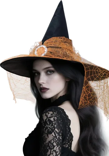 Vista 29 de Zando Sombreros de bruja de encaje para mujer, accesorios de disfraz de Halloween, accesorios de disfraz de bruja plegables para colgar