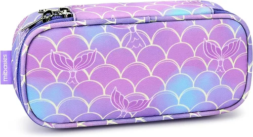 Vista 9 de Lapicera para niñas, estuche con divisiones múltiples para lápices, diseño de fresas color rojo