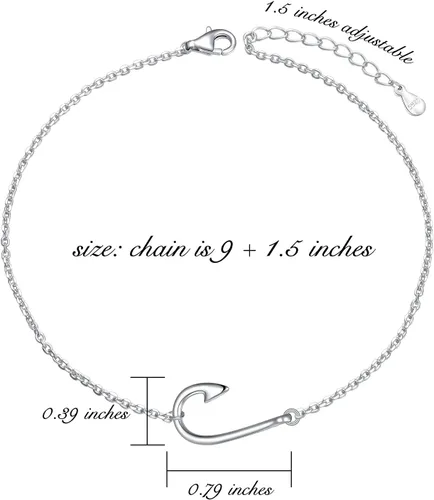 Vista 6 de DAOCHONG Tobillera para mujer de plata de ley S925 ajustable con cadena de pie y tobilleras
