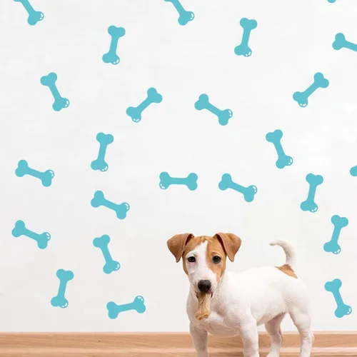 Vista 8 de Juego de 40 calcomanías de pared de huesos para decoración del espacio de perrito, calcomanías de pared de hueso de perro, casa de cachorro, hogar