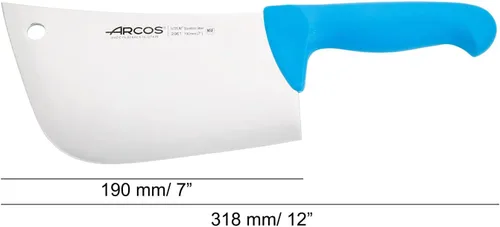Vista 2 de Arcos Cuchillo de carnicero de acero inoxidable nitrum de 7 pulgadas y hoja de 7.480 in. Cuchillo de carnicero profesional. Mango ergonómico de Azul