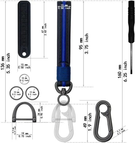 Vista 5 de Llavero de cuero azul y negro para el control remoto de entrada sin llave inteligente del coche