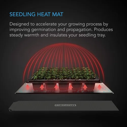 Vista 2 de AC Infinity SUNCORE A1, Alfombrilla Térmica Impermeable para Plántulas de 3" x 20", Almohadilla de Calentamiento Certificada MET y UL