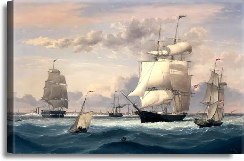 Vista 31 de A&T ARTWORK A Brisk Breeze por Willem van de velde Reproducciones de pintura de velero, impresiones en lienzo giclée para decoración del hogar, 20 x