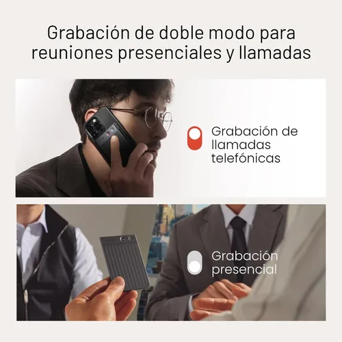 Vista 2 de Grabadora de voz AI, grabadora de voz PLAUD Note con funda, control de aplicaciones, transcribir y resumir potenciado por ChatGPT, compatible con 59