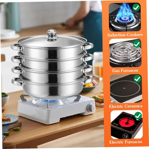 Vista 3 de Tofficu Multifuncional 4-capa Pot Vapor Hervir Olla Asiática para Stock Home Kitchen Accesorio