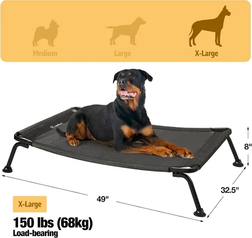 Vista 5 de Veehoo Cama elevada para perros para exteriores, cama elevada para perros de enfriamiento XL, portátil, impermeable, curvada, para exteriores, hasta