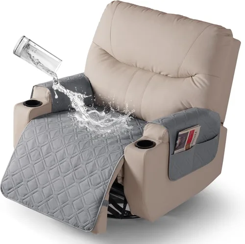 Vista 33 de VANSOFY - Fundas de asiento 100% impermeables para sillas reclinables, color azul, 22 pulgadas Azuree