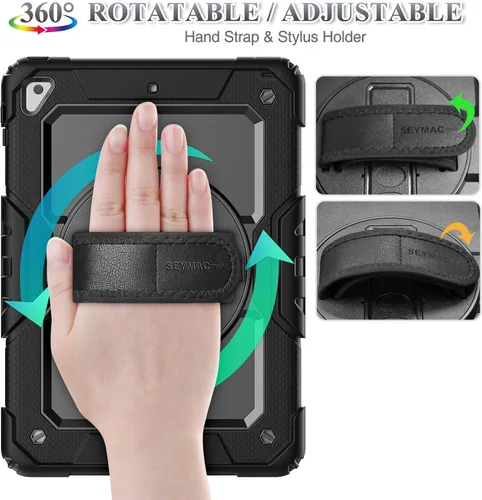 Vista 2 de SEYMAC stock Funda para iPad de 6ª / 5ª Generación Funda/Air 2 / Pro de 9.7 pulgadas, Protección Resistente con Protector de Pantalla, con Soporte