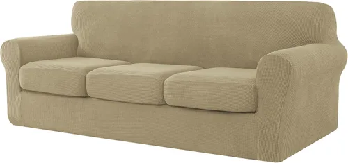 Vista 36 de CHUN YI Fundas de terciopelo para sofá de 4 piezas para sofá de 3 cojines, funda de sofá antideslizante resistente al agua, protector de muebles
