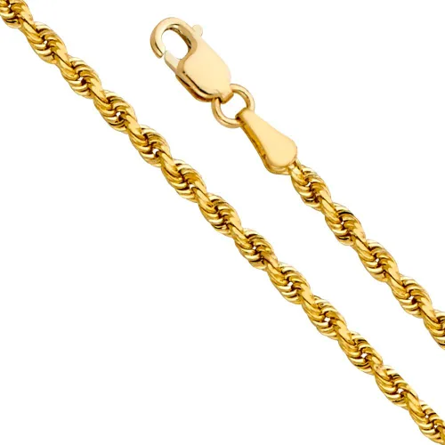 Vista 3 de Wellingsale Cadenas de cuerda de oro macizo de 14 quilates (opciones de selección)