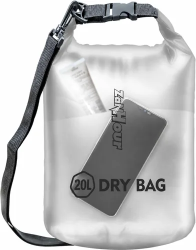 Vista 14 de Bolsa impermeable de almacenamiento transparente con tapa enrollable - Bolsa seca de 2 l/5 l/10 l/20 l, adecuada para viajes, natación, kayak Blanco