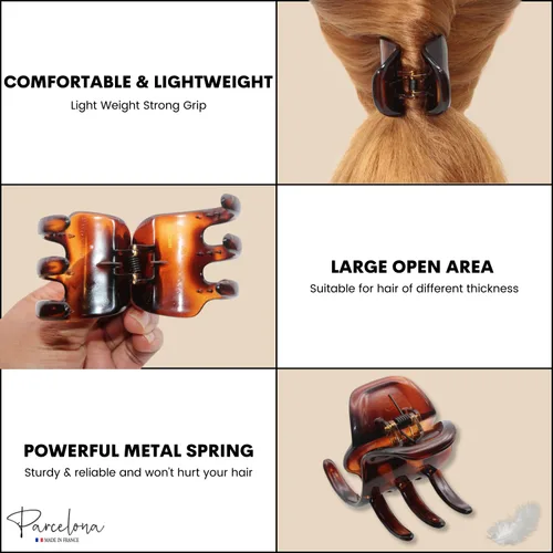 Vista 4 de Parcelona Pinzas para el cabello de celuloide de celuloide francés clásico grande de 2 pulgadas, pinzas de garra para el pelo de las mujeres, hechos